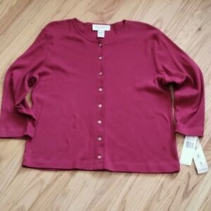 🙋NWT Easy Spirit 100% cotton, red long sleeve shirt Sz 2
